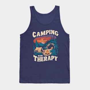 Camping is My therapy. Vintage Camping Tank Top